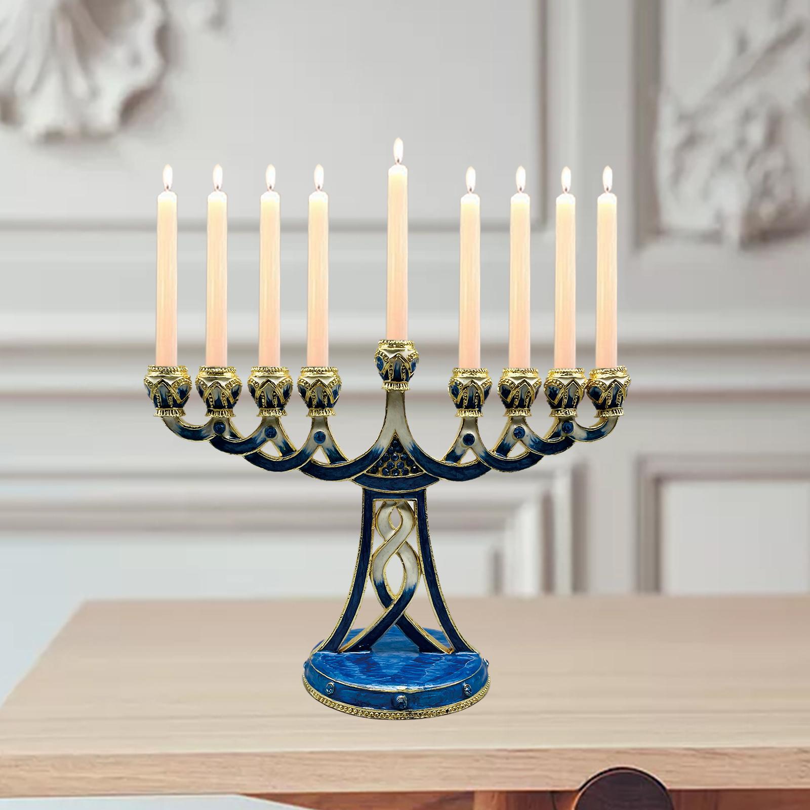 Candle Holder Decor - Эмалированный подсвечник-менора в античном стиле, 9-ветвевая