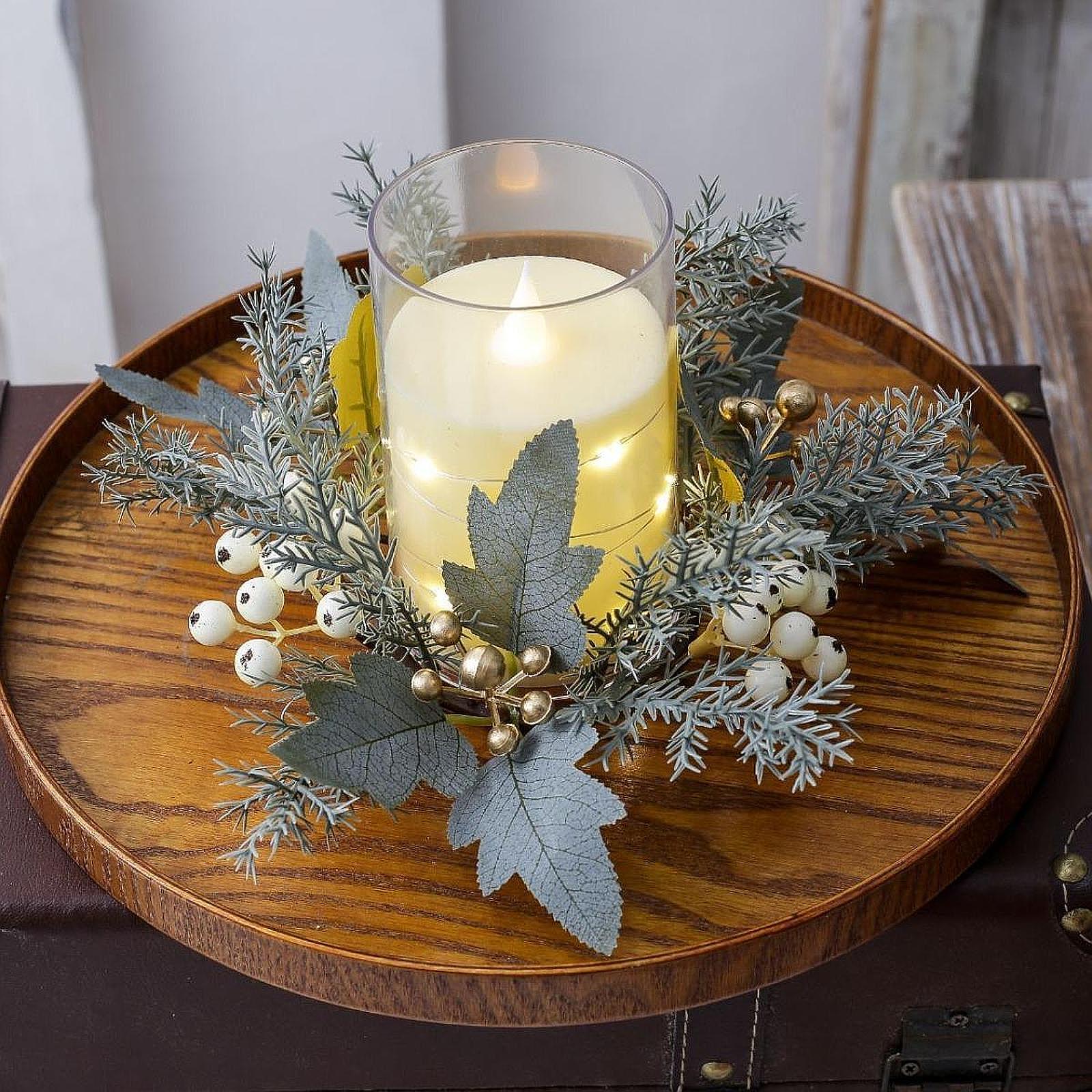 Candle Holder Decor - Венок из искусственных цветов ручной работы