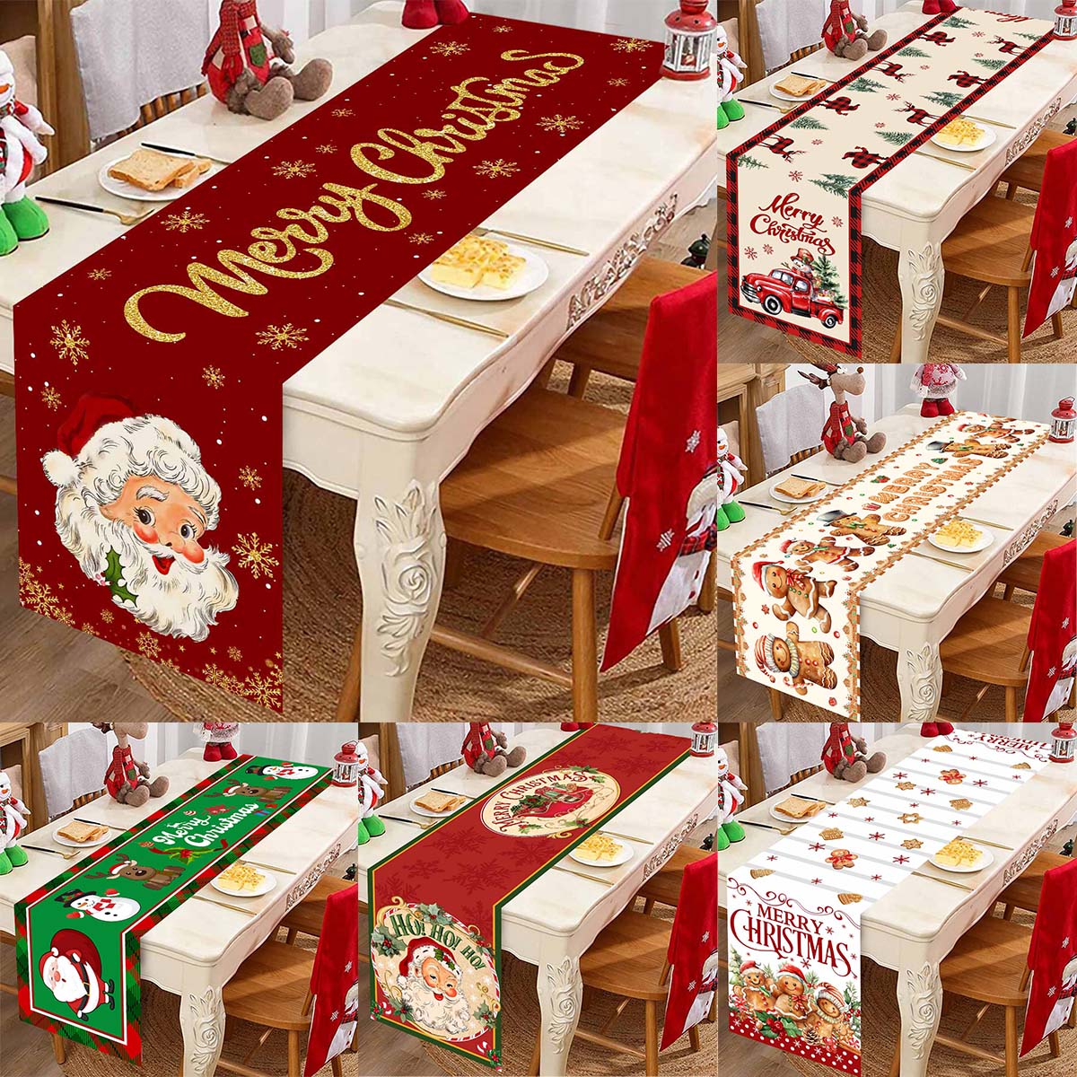 Table Runner - Рождественский Санта-Клаус, Полиэстеровые скатерти, комод, шарфы,