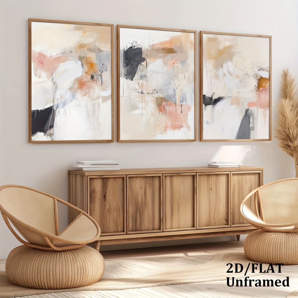 Набор из 3 безрамных картин: а – обзор и цена Abstract Canvas Set