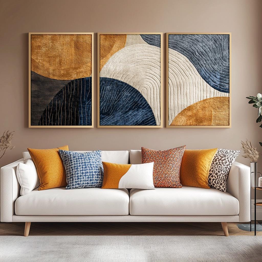 Набор из 3 бескаркасных картин – обзор и цена Abstract Canvas Set