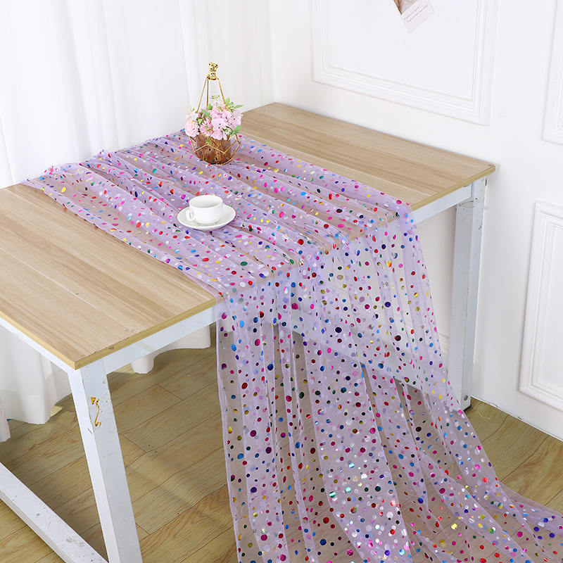 Яркая ткань из тюля с золотыми – обзор и цена Table Runner